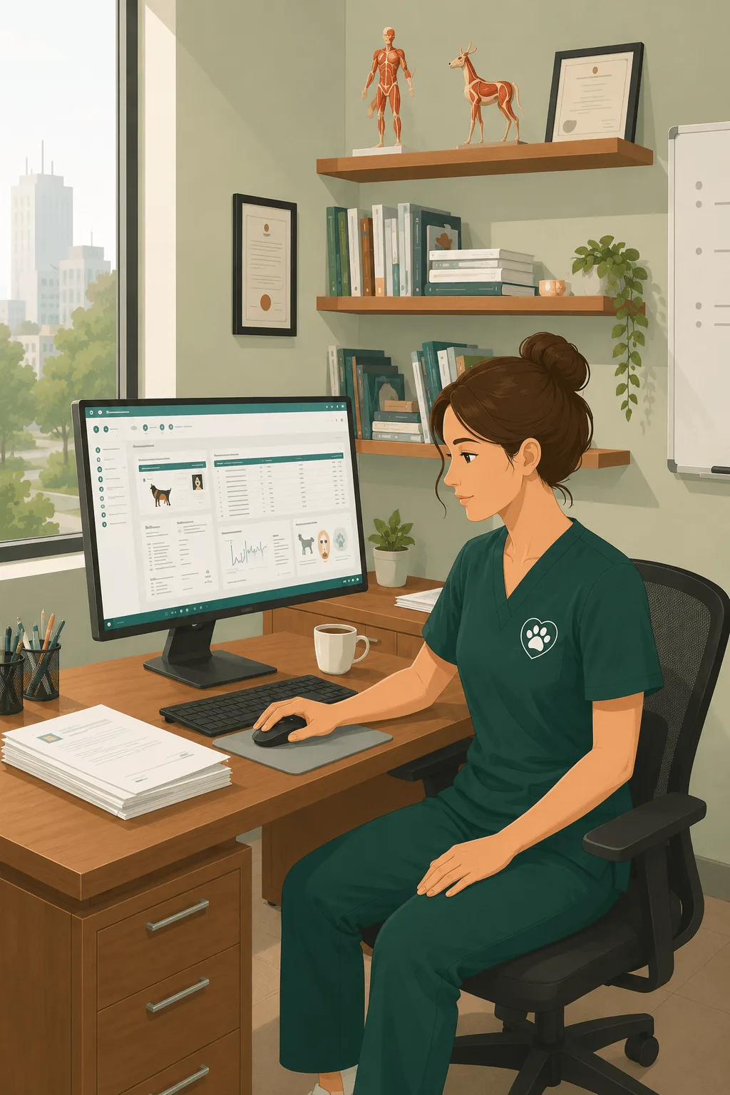 Vétérinaire utilisant Osteoscribe sur ordinateur